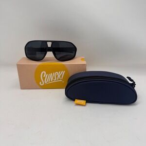 Sunski Velo Polarized Sunglasses Black Slate Matte Aviator SUN-VL-BSL New